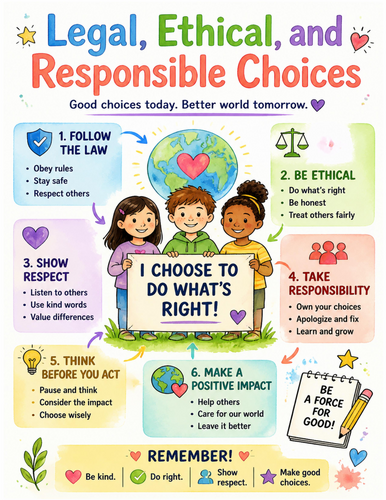 Legal, Ethical, and Responsible Choices I Educational Poster I Classroom Decor