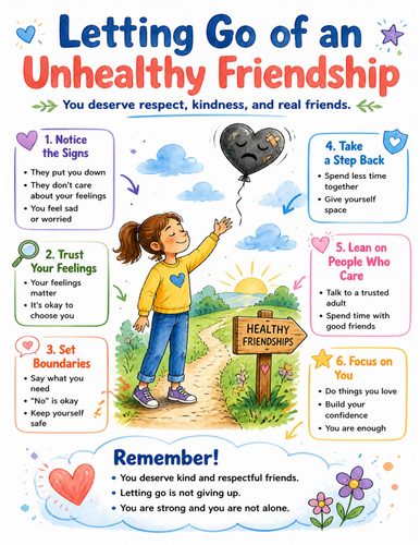 Letting Go of an Unhealthy Friendship I Educational Poster I Classroom Decor