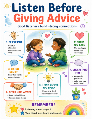 Listen Before Giving Advice I Educational Poster I Classroom Decor