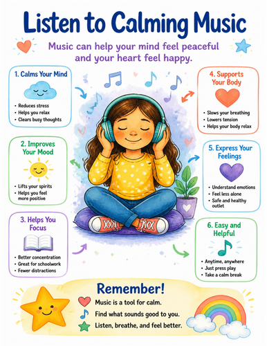 Listen to Calming Music I Educational Poster I Classroom Decor