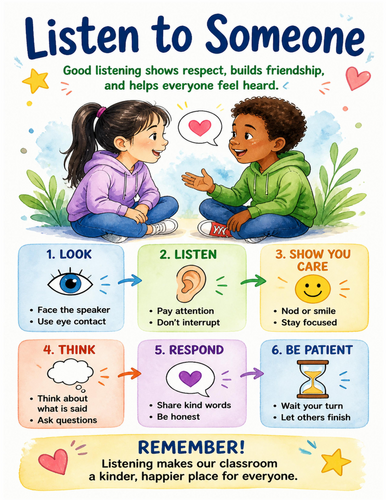 Listen to Someone I Educational Poster I Classroom Decor