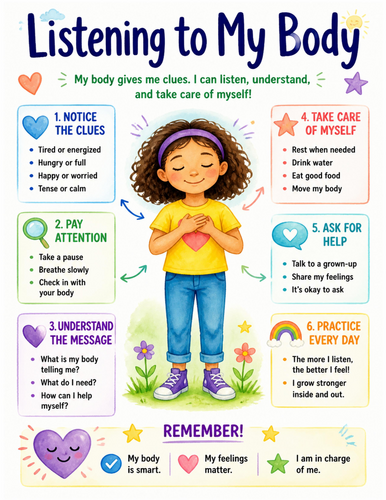 Listening to My Body I Educational Poster I Classroom Decor