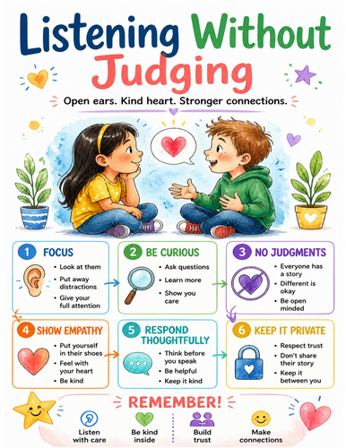 Listening Without Judging I Educational Poster I Classroom Decor