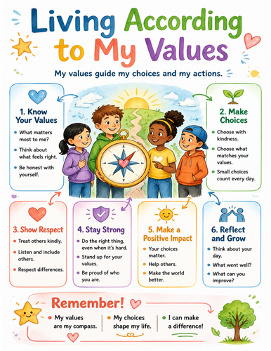 Living According to My Values I Educational Poster I Classroom Decor