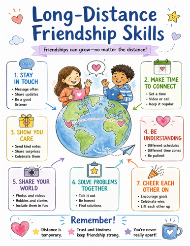 Long-Distance Friendship Skills I Educational Poster I Classroom Decor