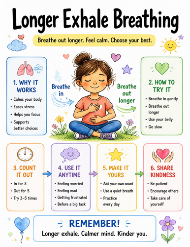 Longer Exhale Breathing I Educational Poster I Classroom Decor