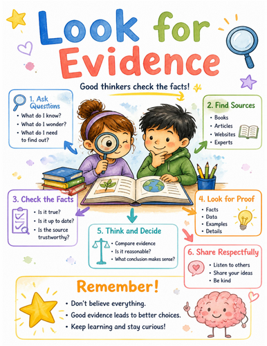 Look for Evidence I Educational Poster I Classroom Decor