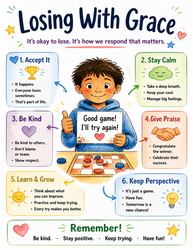 Losing With Grace I Educational Poster I Classroom Decor