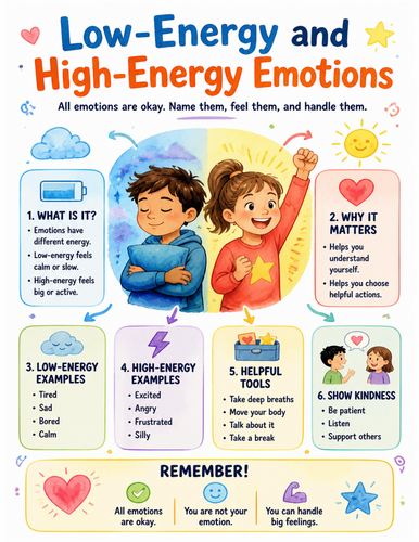Low-Energy and High-Energy Emotions I Educational Poster I Classroom Decor