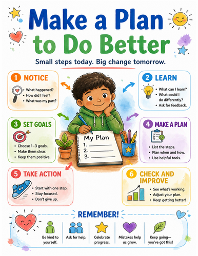 Make a Plan to Do Better I Educational Poster I Classroom Decor