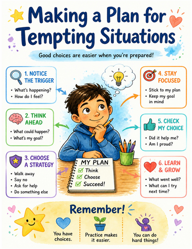 Making a Plan for Tempting Situations I Educational Poster I Classroom Decor