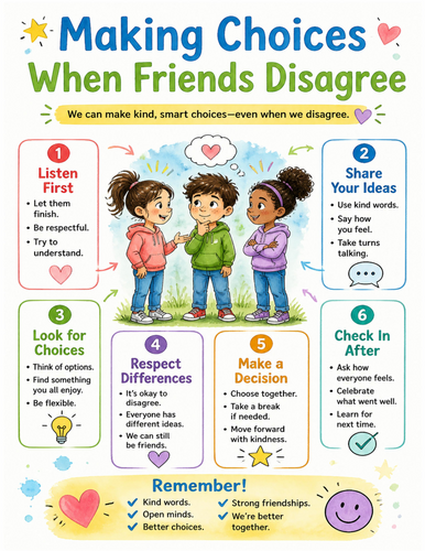 Making Choices When Friends Disagree I Educational Poster I Classroom Decor