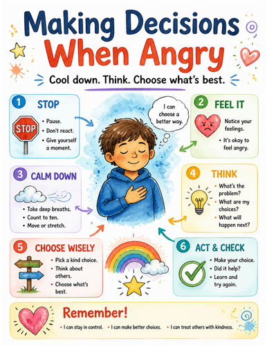 Making Decisions When Angry I Educational Poster I Classroom Decor