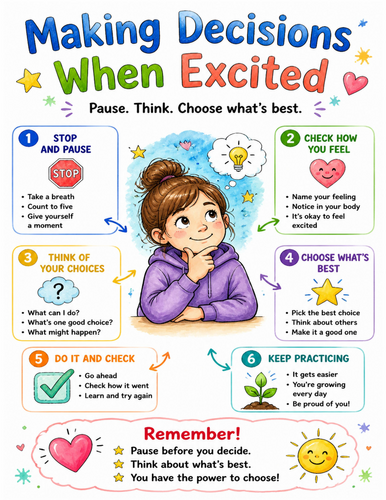 Making Decisions When Excited I Educational Poster I Classroom Decor