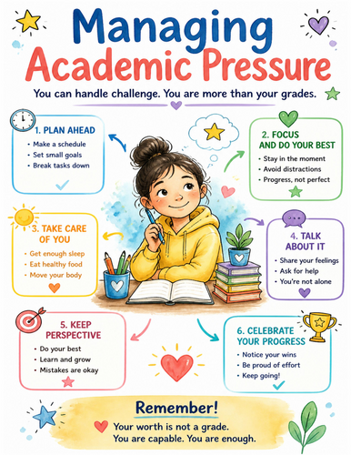 Managing Academic Pressure I Educational Poster I Classroom Decor