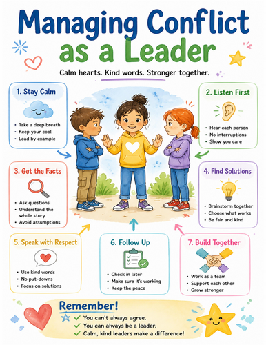 Managing Conflict as a Leader I Educational Poster I Classroom Decor