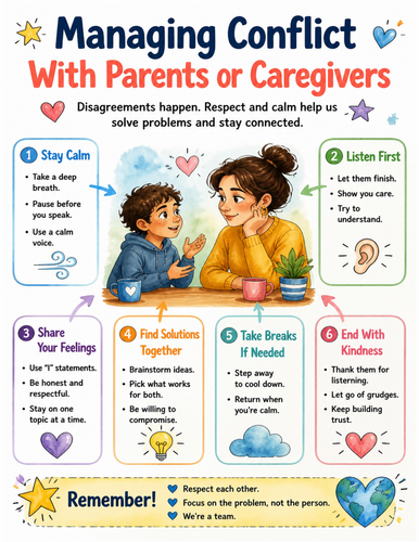 Managing Conflict With Parents or Caregivers I Educational Poster I Classroom Decor