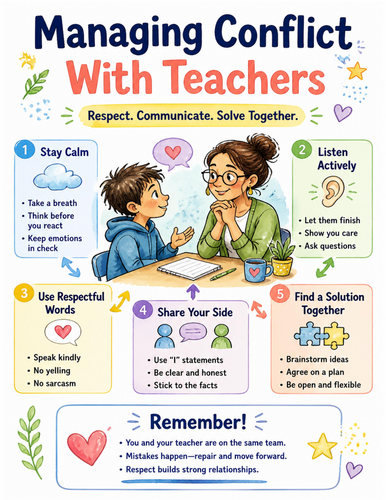 Managing Conflict With Teachers I Educational Poster I Classroom Decor