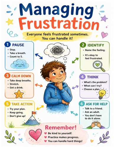 Managing Frustration I Educational Poster I Classroom Decor