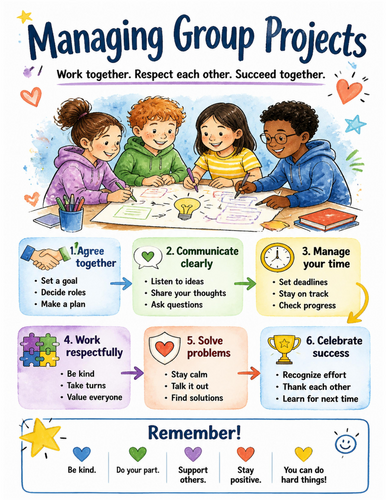Managing Group Projects I Educational Poster I Classroom Decor