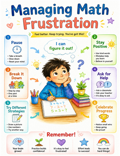 Managing Math Frustration I Educational Poster I Classroom Decor