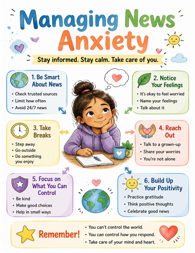 Managing News Anxiety I Educational Poster I Classroom Decor