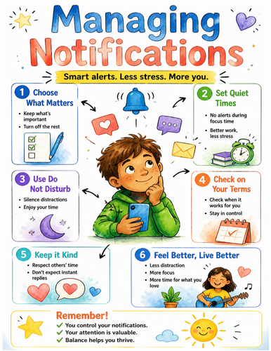 Managing Notifications I Educational Poster I Classroom Decor