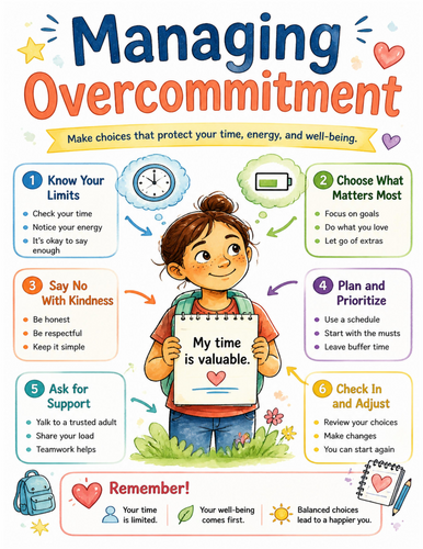 Managing Overcommitment I Educational Poster I Classroom Decor