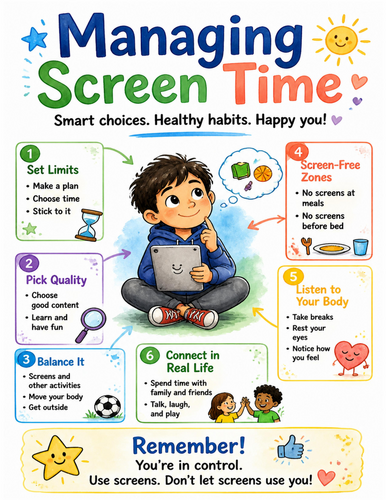 Managing Screen Time I Educational Poster I Classroom Decor