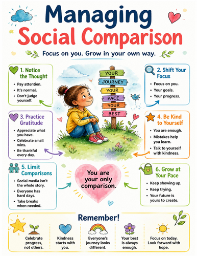 Managing Social Comparison I Educational Poster I Classroom Decor