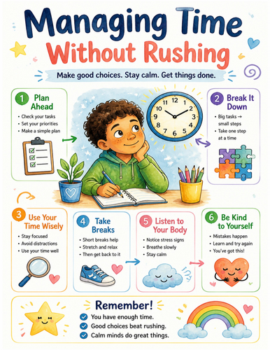 Managing Time Without Rushing I Educational Poster I Classroom Decor