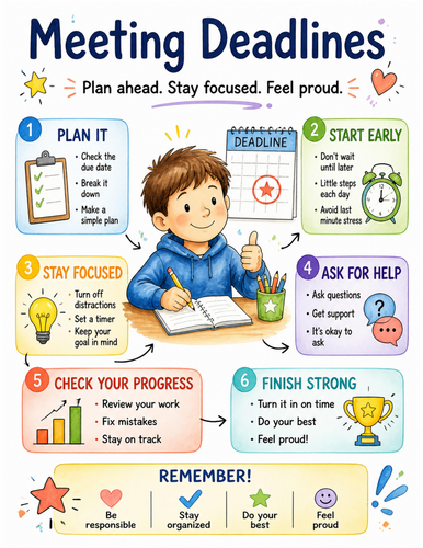 Meeting Deadlines I Educational Poster I Classroom Decor
