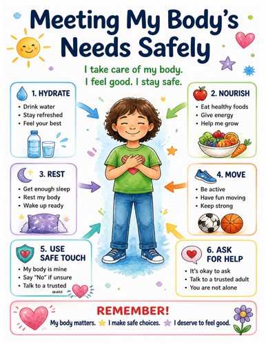 Meeting My Body’s Needs Safely I Educational Poster I Classroom Decor