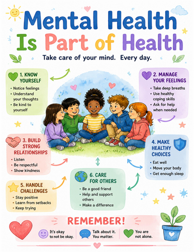 Mental Health Is Part of Health I Educational Poster I Classroom Decor