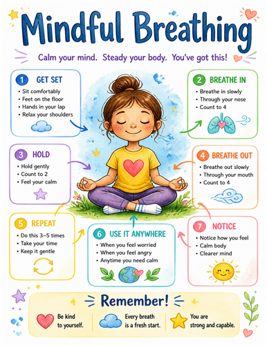 Mindful Breathing I Educational Poster I Classroom Decor