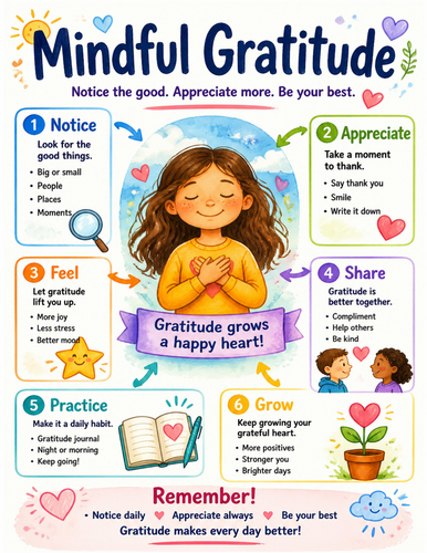 Mindful Gratitude I Educational Poster I Classroom Decor