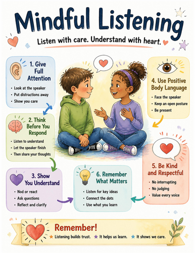 Mindful Listening I Educational Poster I Classroom Decor