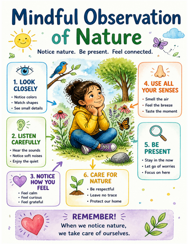 Mindful Observation of Nature I Educational Poster I Classroom Decor
