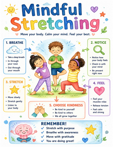 Mindful Stretching I Educational Poster I Classroom Decor