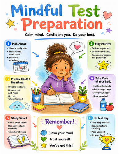 Mindful Test Preparation I Educational Poster I Classroom Decor
