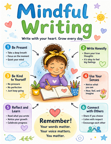 Mindful Writing I Educational Poster I Classroom Decor
