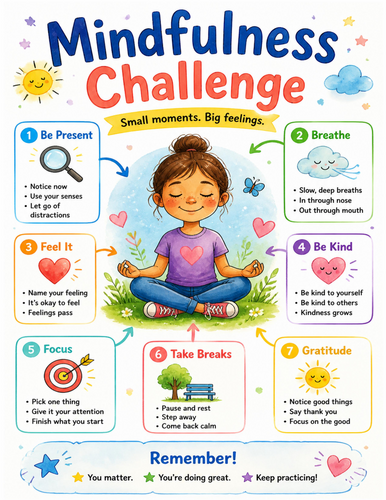 Mindfulness Challenge I Educational Poster I Classroom Decor