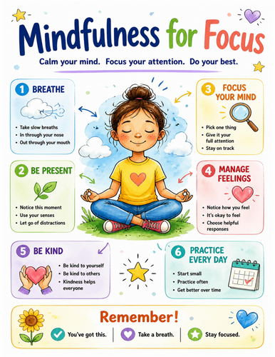 Mindfulness for Focus I Educational Poster I Classroom Decor