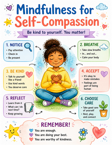 Mindfulness for Self-Compassion I Educational Poster I Classroom Decor