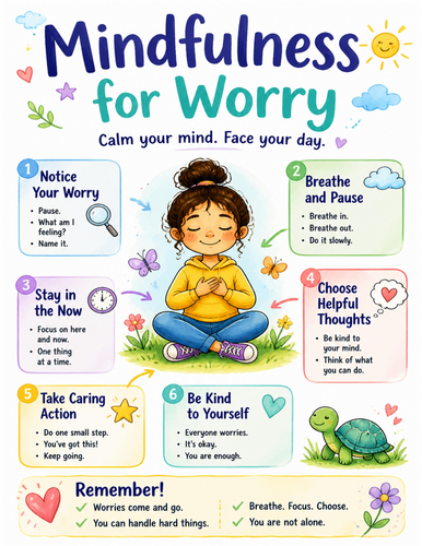 Mindfulness for Worry I Educational Poster I Classroom Decor
