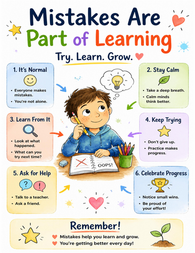 Mistakes Are Part of Learning I Educational Poster I Classroom Decor