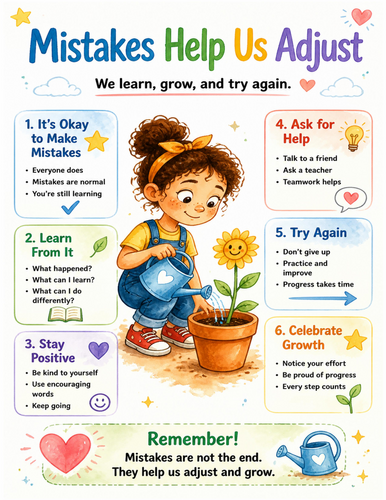 Mistakes Help Us Adjust I Educational Poster I Classroom Decor