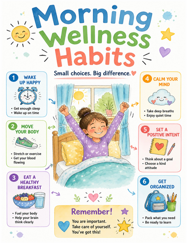 Morning Wellness Habits I Educational Poster I Classroom Decor