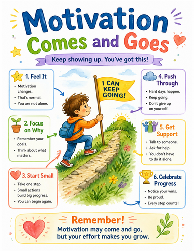 Motivation Comes and Goes I Educational Poster I Classroom Decor