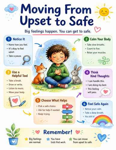 Moving From Upset to Safe I Educational Poster I Classroom Decor